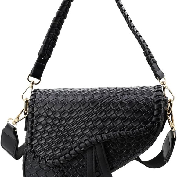 Handbags - Women Saddle Bag PU Leather Small Crossbody Satchel with Detachable Straps
